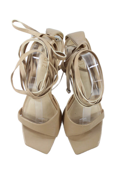 Schutz Womens Stiletto Lace Up Leather Strappy Sandals Brown Size 9.5