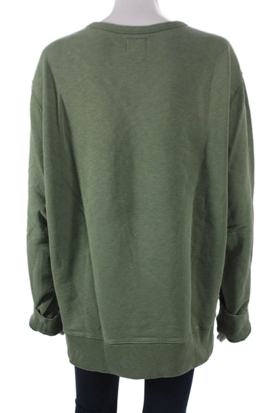 J Crew Women Pullover Sweatshirt Green 100% Cotton Long Sleeve Solid Size XL