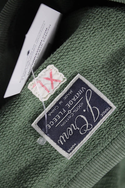 J Crew Women Pullover Sweatshirt Green 100% Cotton Long Sleeve Solid Size XL