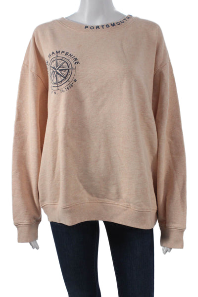 J Crew Womens Beige Cotton Nautical Pullover Sweatshirt Size XL