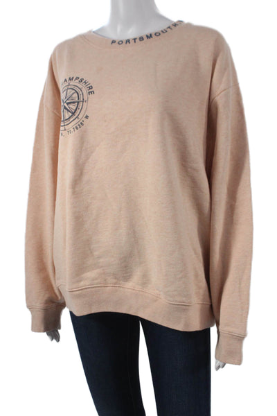 J Crew Womens Beige Cotton Nautical Pullover Sweatshirt Size XL