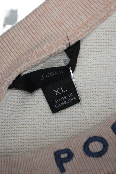 J Crew Womens Beige Cotton Nautical Pullover Sweatshirt Size XL
