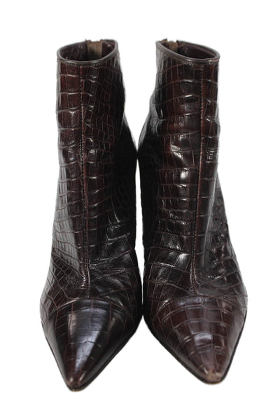 Via Spiga Womens Leather Pointed Toe Stiletto Ankle Boots Brown Size 9