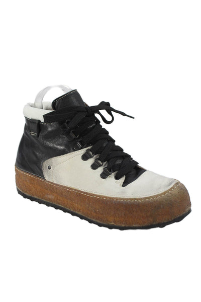 Free People Womens Leather Color Block Platform Sneakers Black Size 10