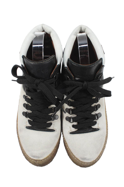 Free People Womens Leather Color Block Platform Sneakers Black Size 10