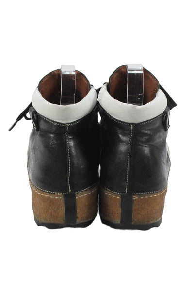 Free People Womens Leather Color Block Platform Sneakers Black Size 10
