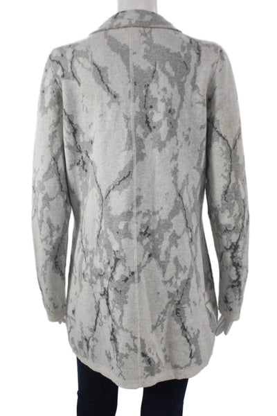 Rachel Zoe Women Full Zip Collared Cotton Sweater Long Sleeve Gray Size L