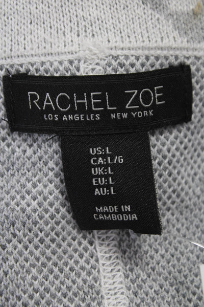 Rachel Zoe Women Full Zip Collared Cotton Sweater Long Sleeve Gray Size L