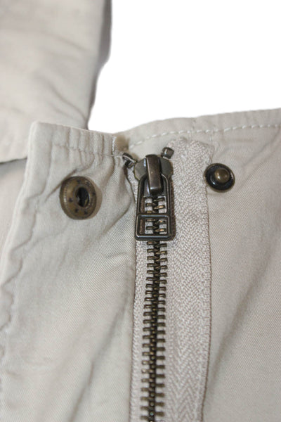 Lily Aldridge For Velvet Womens Military Jacket Beige Cotton Snap Size M