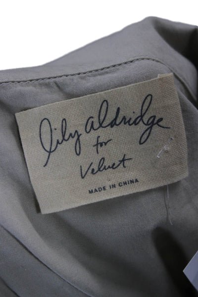 Lily Aldridge For Velvet Womens Military Jacket Beige Cotton Snap Size M