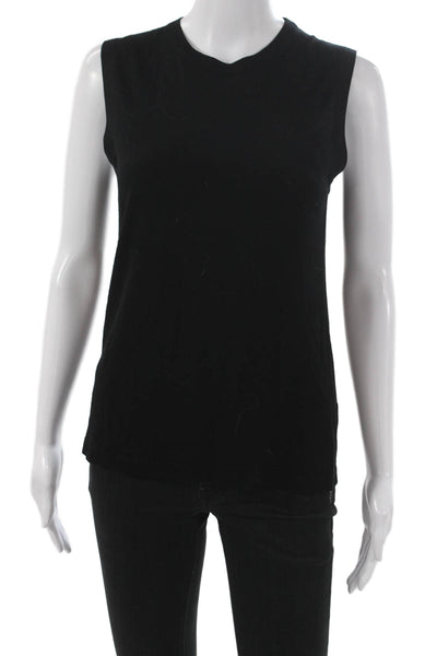 Jenni Kayne Womens Black Merino Wool Sleeveless Tank Crew Neck Basic Size S