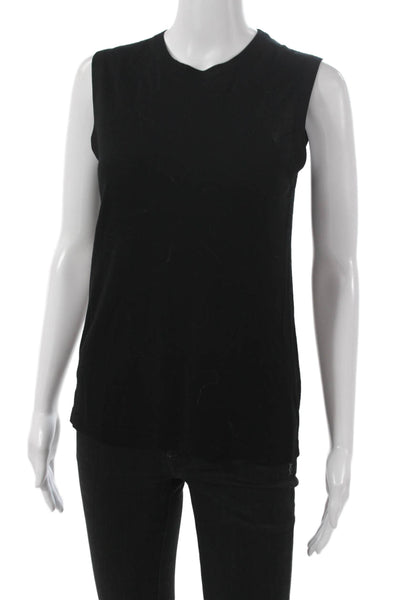 Jenni Kayne Womens Black Merino Wool Sleeveless Tank Crew Neck Basic Size S