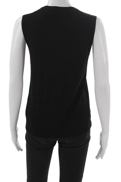 Jenni Kayne Womens Black Merino Wool Sleeveless Tank Crew Neck Basic Size S