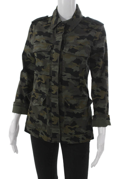 L'Agence Womens Military Camouflage Jacket Multicolor Button Long Sleeve Size S