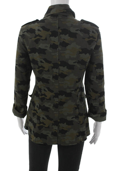 L'Agence Womens Military Camouflage Jacket Multicolor Button Long Sleeve Size S