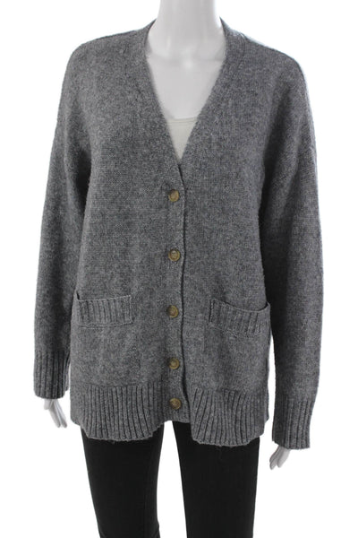 Ella Moss Womens Gray V-Neck Cardigan Long Sleeve Acrylic Size S