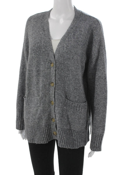Ella Moss Womens Gray V-Neck Cardigan Long Sleeve Acrylic Size S