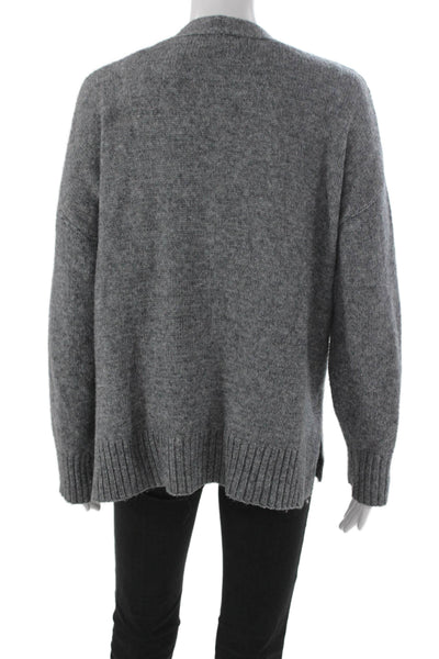 Ella Moss Womens Gray V-Neck Cardigan Long Sleeve Acrylic Size S