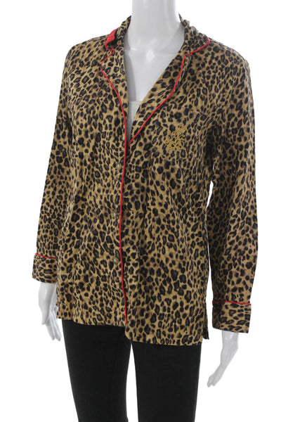 Lauren Ralph Lauren Women Leopard Cotton Shirt Long Sleeve Size S