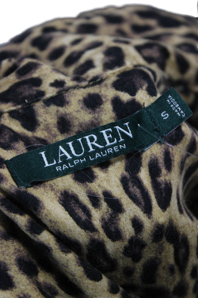 Lauren Ralph Lauren Women Leopard Cotton Shirt Long Sleeve Size S