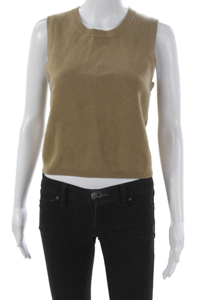 J Crew Women Basic Cotton Sleeveless Tank Crew Neck Brown Size S