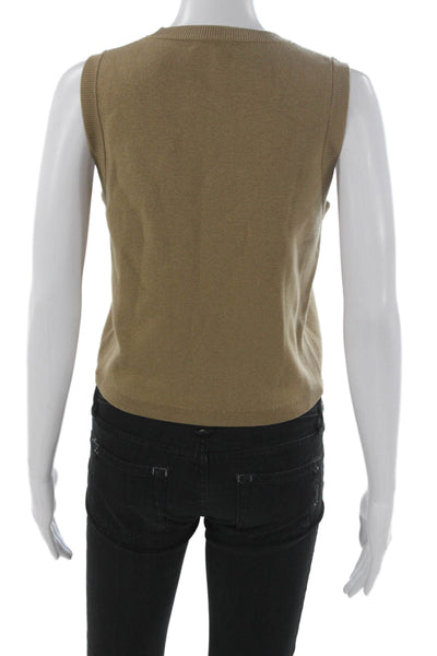 J Crew Women Basic Cotton Sleeveless Tank Crew Neck Brown Size S
