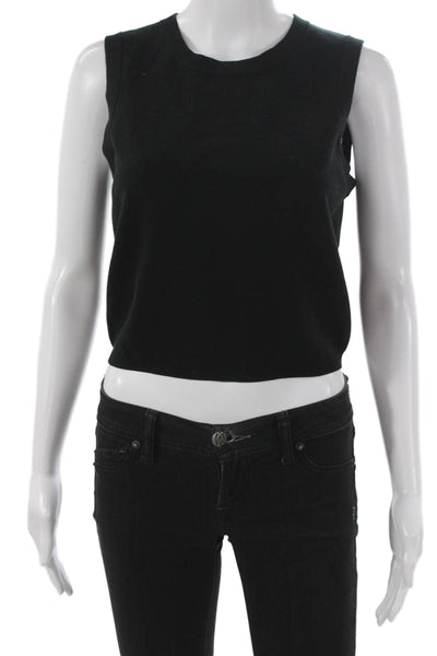 J Crew Womens Basic Sleeveless Cotton Crewneck Tank Black Size S