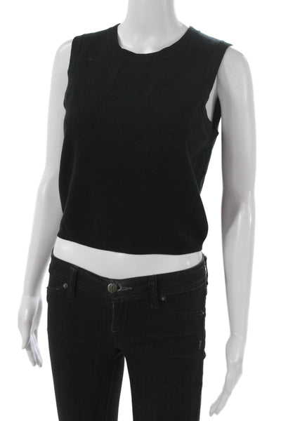J Crew Womens Basic Sleeveless Cotton Crewneck Tank Black Size S