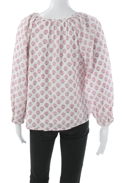 India Collection Women Floral Organic Cotton Long Sleeve Blouse Size XS