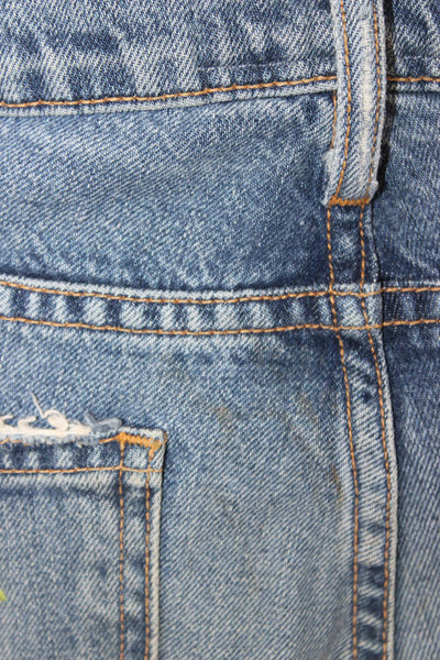 The Great Women Cropped Jeans Blue Floral Cotton Blend High Rise Size 27