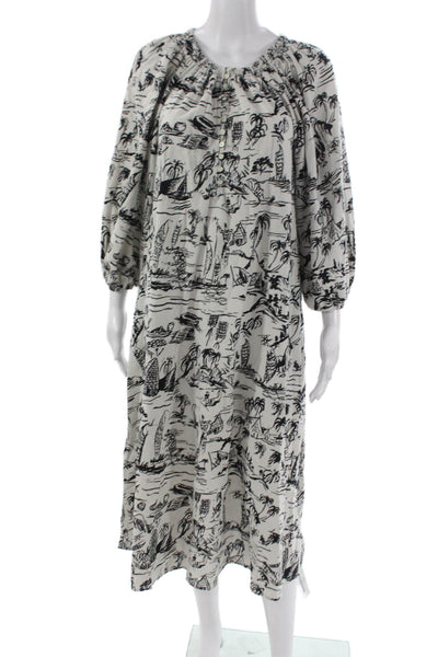 The Great Women Maxi Dress White Cotton Henley Long Sleeve Size 0