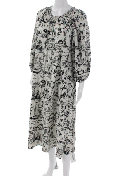 The Great Women Maxi Dress White Cotton Henley Long Sleeve Size 0