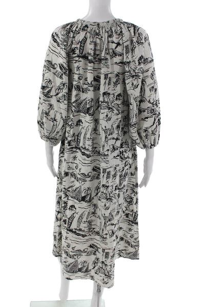 The Great Women Maxi Dress White Cotton Henley Long Sleeve Size 0