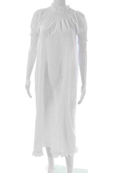 Hill House Womens Maxi Gown White Cotton Short Sleeve High Neck Size S
