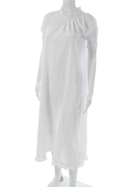 Hill House Womens Maxi Gown White Cotton Short Sleeve High Neck Size S