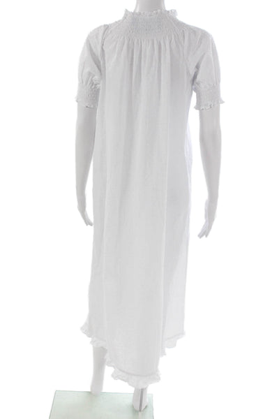Hill House Womens Maxi Gown White Cotton Short Sleeve High Neck Size S