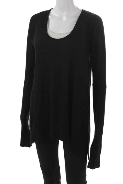 Urban Zen Womens Black Pullover Cashmere Silk Sweater Longsleeve Size M