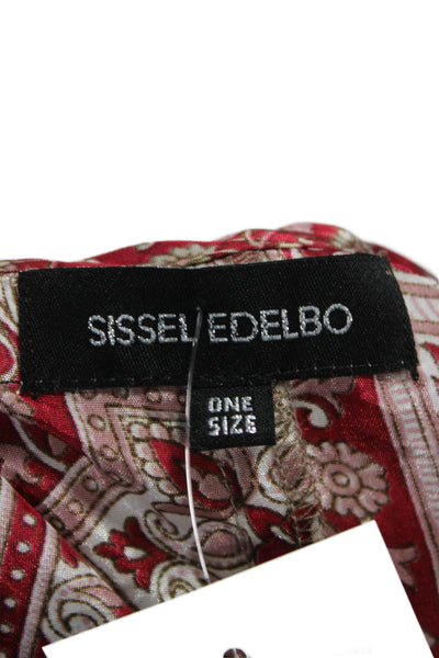 Sissel Edelbo Women Kaftan Red Sari V-Neck Floral Boho Size One Size