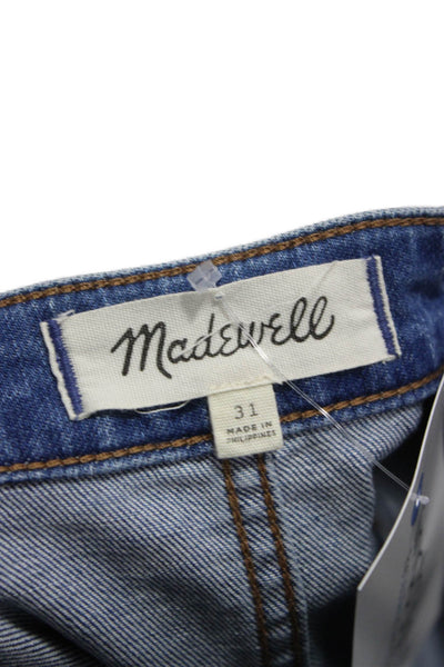 Madewell Women A-Line Knee-Length Cotton Button Blue Skirt Size 31