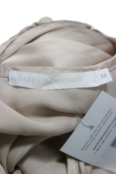 Rabens Saloner Women Maxi Bohemian Beige V Neck Sleeveless Viscose Dress Size M