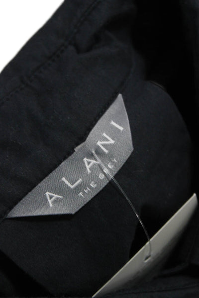 Alani Womens Shirt Dress Black Collared Short Sleeve Button Cotton Long Size M