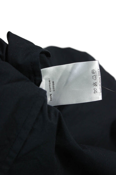 Alani Womens Shirt Dress Black Collared Short Sleeve Button Cotton Long Size M