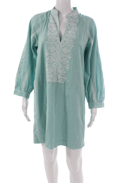 Joie Womens Shift Dress Green V-Neck Long Sleeve Size L