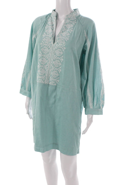 Joie Womens Shift Dress Green V-Neck Long Sleeve Size L