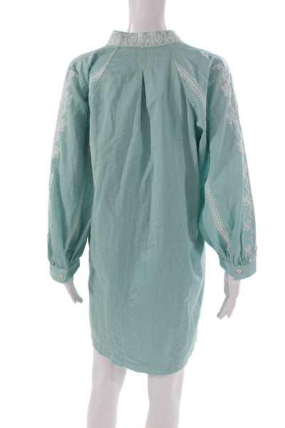 Joie Womens Shift Dress Green V-Neck Long Sleeve Size L