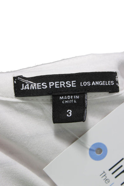 James Perse Women White Striped Collared Button-Up Long Sleeve Viscose Size 3