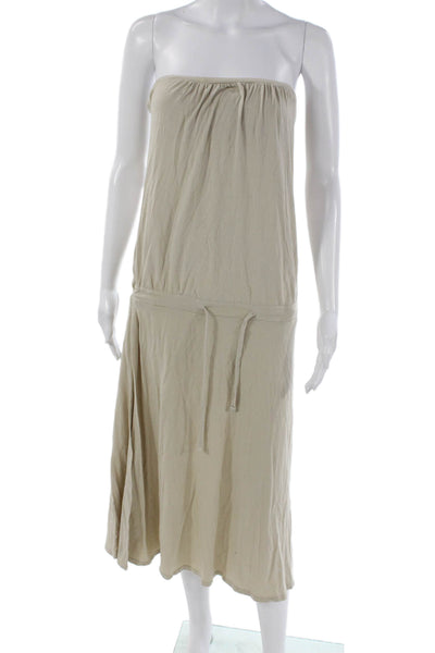 Standard James Perse Women Blouson Off the Shoulder Dress Beige Supima Size 3