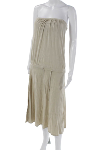 Standard James Perse Women Blouson Off the Shoulder Dress Beige Supima Size 3