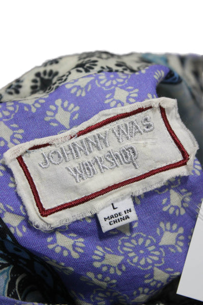 Johnny Was Workshop Women Maxi Patchwork Dress Ramie Henley Size L