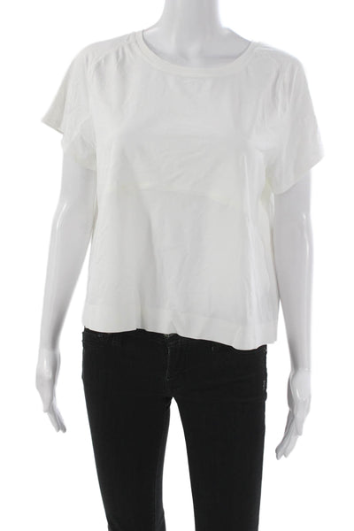 Lululemon Women White Nylon Pullover T-Shirt Short Sleeve Round Neck Size 8